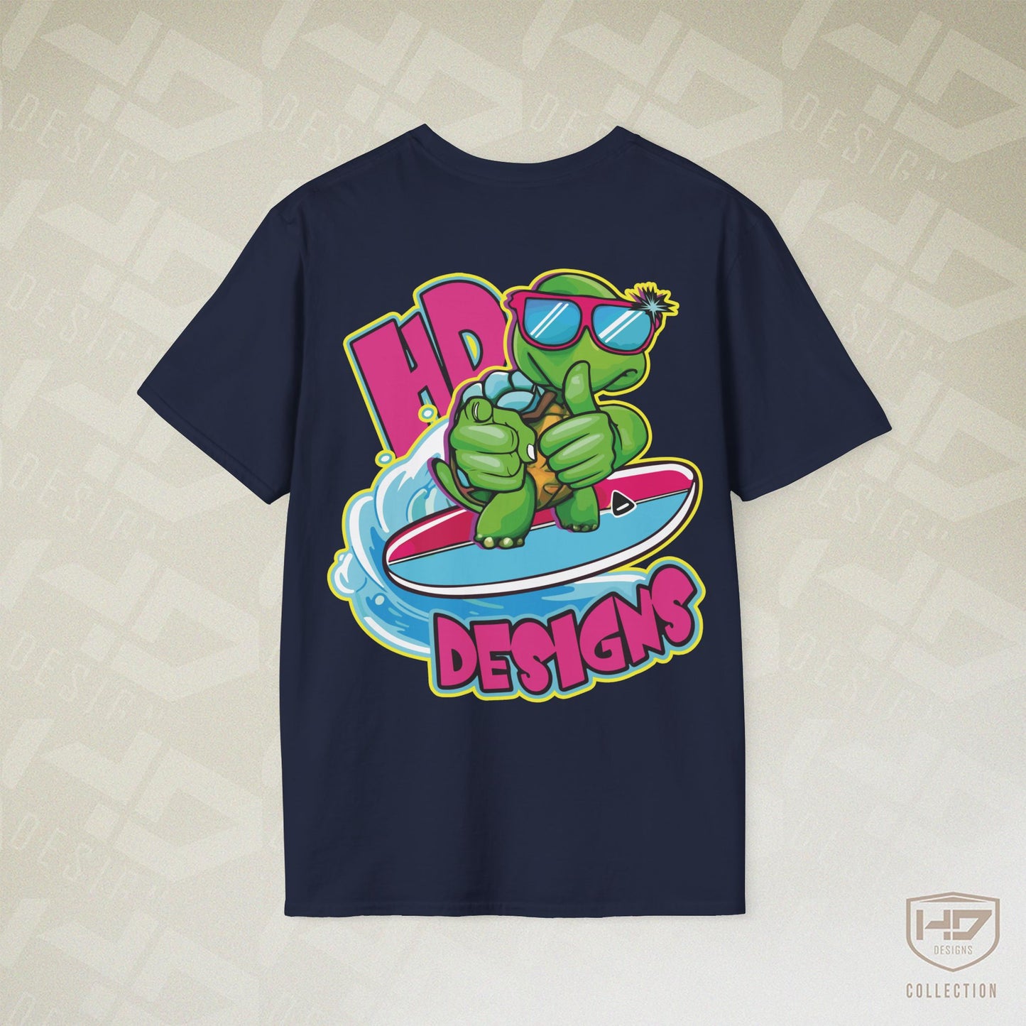 Good Vibes Surfing Turtle Tee | HD Designs Hand-Drawn