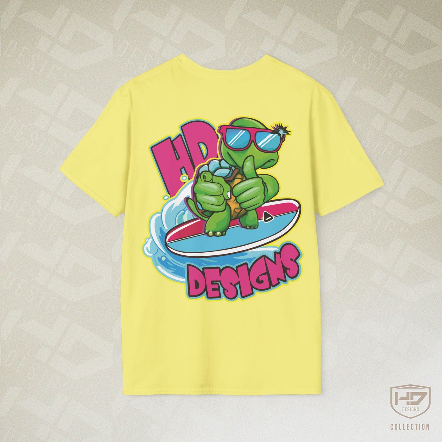 Good Vibes Surfing Turtle Tee | HD Designs Hand-Drawn