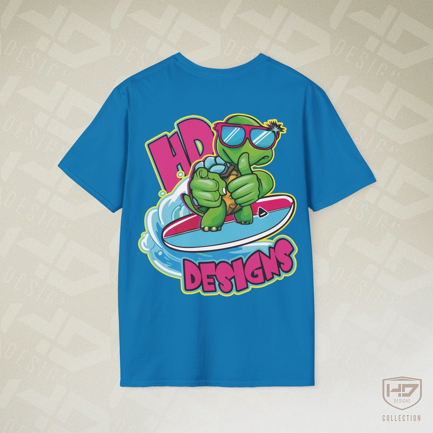 Good Vibes Surfing Turtle Tee | HD Designs Hand-Drawn