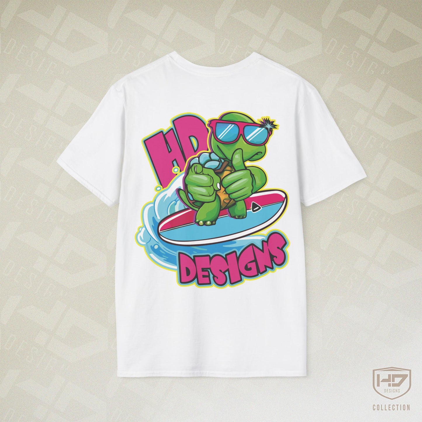 Good Vibes Surfing Turtle Tee | HD Designs Hand-Drawn