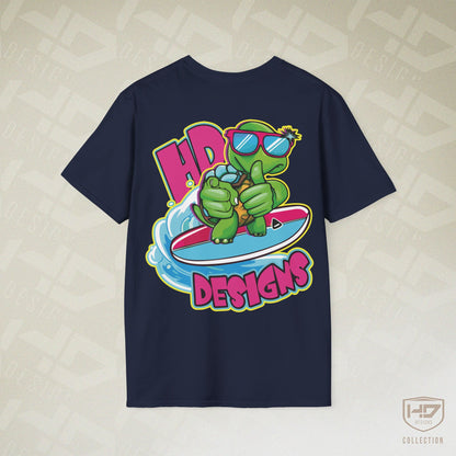 Good Vibes Surfing Turtle Tee | HD Designs Hand-Drawn