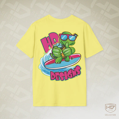 Good Vibes Surfing Turtle Tee | HD Designs Hand-Drawn