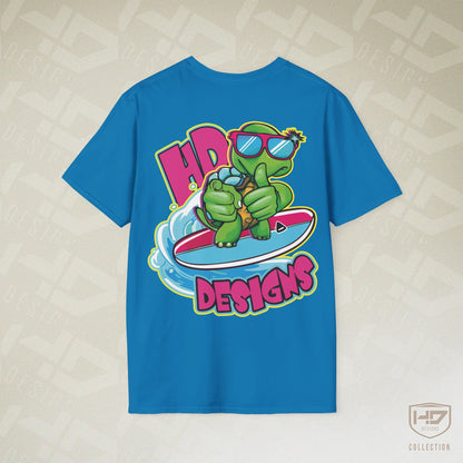 Good Vibes Surfing Turtle Tee | HD Designs Hand-Drawn
