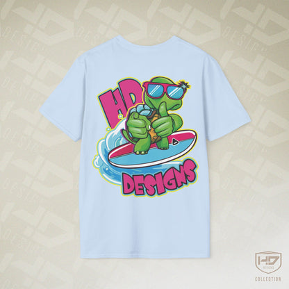 Good Vibes Surfing Turtle Tee | HD Designs Hand-Drawn