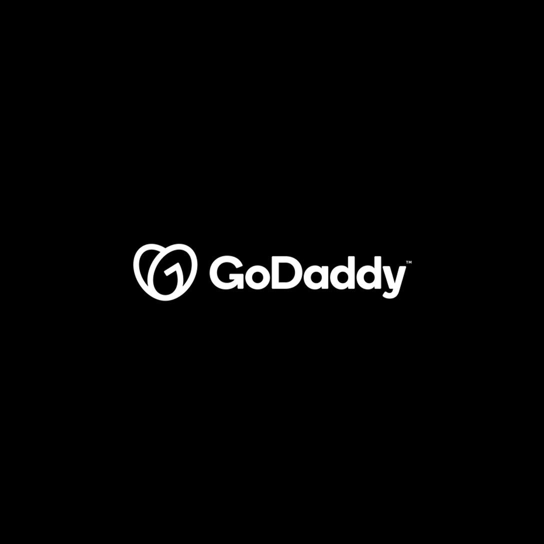 GoDaddy logo on a black background