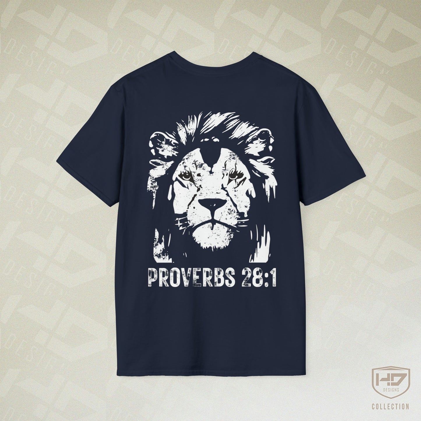 Men's Proverbs 28:1 Lion Christian Tee | HD Designs